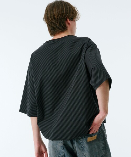 PUBLIC TOKYO(パブリックトウキョウ)の「ビューティーコットンコードボーダーTEE(Tシャツ/カットソー・メンズ・オリーブ/ブラック/ネイビー/ダークブルー/グリーン・1/2)」の8枚目の写真
