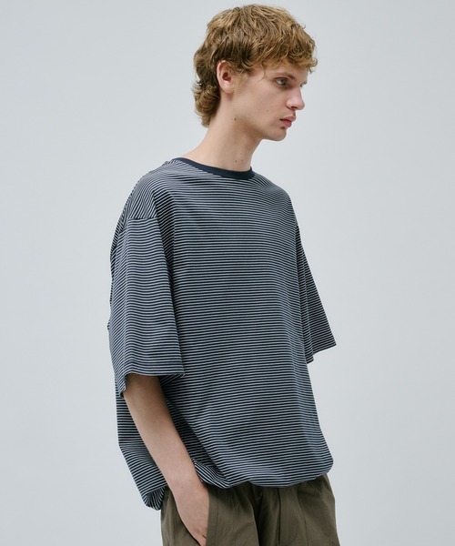 ETRE TOKYO リサイクルコットンボーダーTee　チャコール New Arrival 6/5(木)19:00- #etreリサイクルコットンボーダーtee