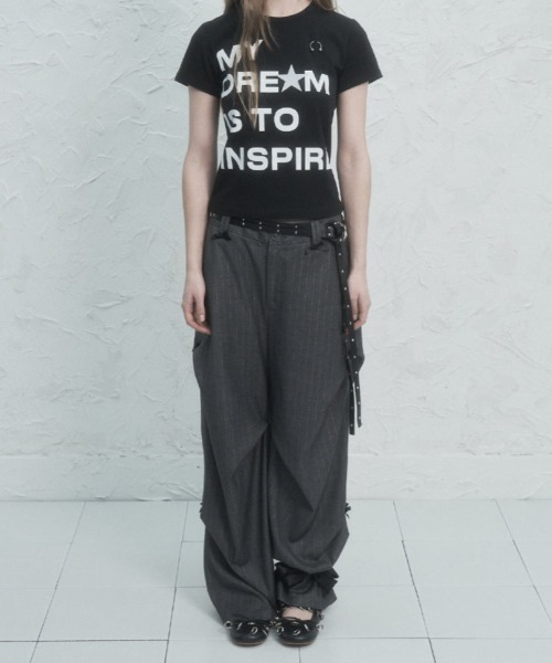 SETUPEXE（セットアップイーエックスイー）の「RIBBON STRIPE SLACKS（その他パンツ・レディース・ブラック/チャコール・SMALL）」の2枚目の写真