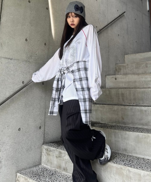 SETUPEXE（セットアップイーエックスイー）の「RIBBON STRIPE SLACKS（その他パンツ・レディース・ブラック/チャコール・SMALL）」の9枚目の写真