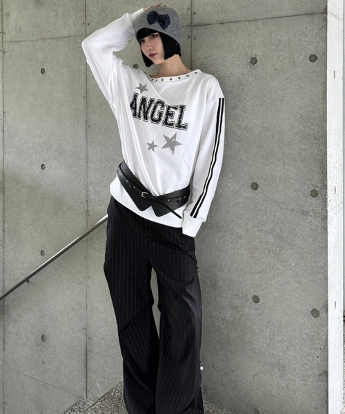 SETUPEXE（セットアップイーエックスイー）の「RIBBON STRIPE SLACKS（その他パンツ・レディース・ブラック/チャコール・SMALL）」の7枚目の写真