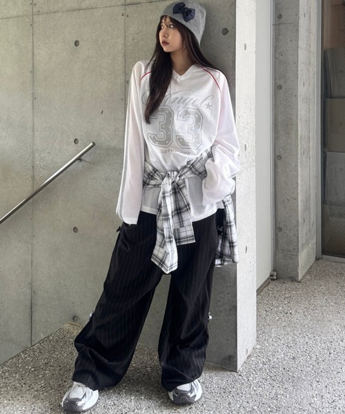 SETUPEXE（セットアップイーエックスイー）の「RIBBON STRIPE SLACKS（その他パンツ・レディース・ブラック/チャコール・SMALL）」の8枚目の写真