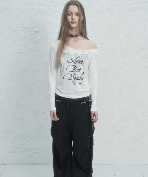 SETUPEXE（セットアップイーエックスイー）の「RIBBON STRIPE SLACKS（その他パンツ・レディース・ブラック/チャコール・SMALL）」の13枚目の写真