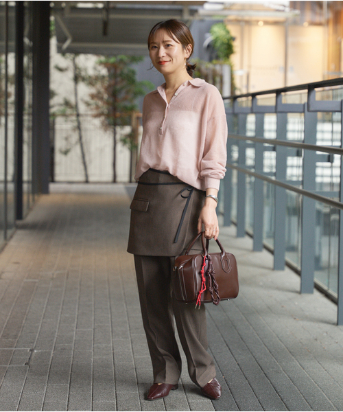 JOURNAL STANDARD（ジャーナルスタンダード）の「シアーアルパカMIXニットポロ シャツ（ニット/セーター・レディース・ブラウン/ピンク/チャコールグレー・FREE）」の13枚目の写真