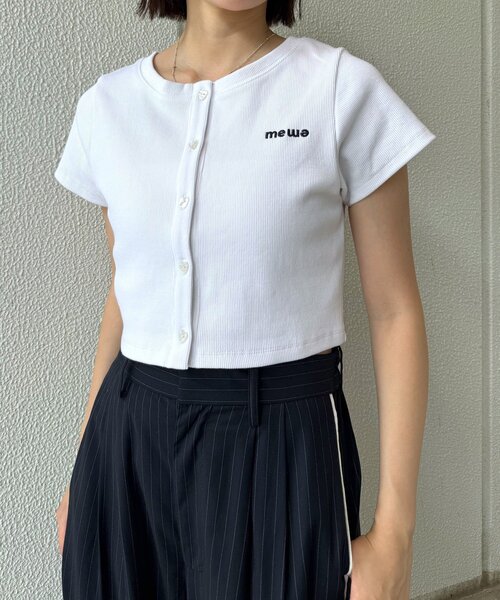 mline（エムライン）の「[mline]ロゴハートチビカーデ（Tシャツ/カットソー・レディース・ネイビー/ピンク/オフホワイト/グレー・FREE）」の2枚目の写真