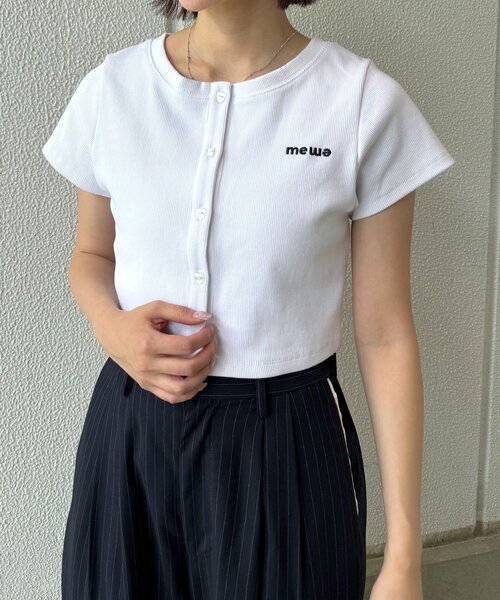 mline（エムライン）の「[mline]ロゴハートチビカーデ（Tシャツ/カットソー・レディース・ネイビー/ピンク/オフホワイト/グレー・FREE）」の10枚目の写真