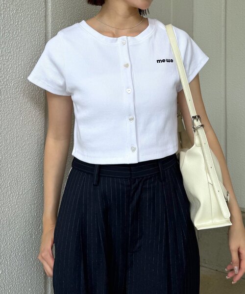 mline（エムライン）の「[mline]ロゴハートチビカーデ（Tシャツ/カットソー・レディース・ネイビー/ピンク/オフホワイト/グレー・FREE）」の11枚目の写真