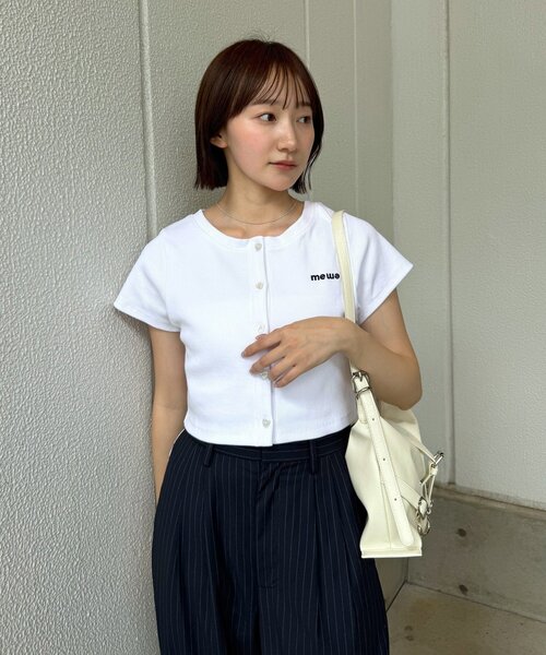 mline（エムライン）の「[mline]ロゴハートチビカーデ（Tシャツ/カットソー・レディース・ネイビー/ピンク/オフホワイト/グレー・FREE）」の12枚目の写真