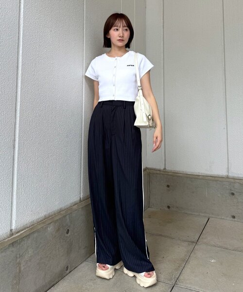 mline（エムライン）の「[mline]ロゴハートチビカーデ（Tシャツ/カットソー・レディース・ネイビー/ピンク/オフホワイト/グレー・FREE）」の13枚目の写真