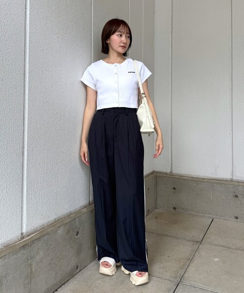 mline（エムライン）の「[mline]ロゴハートチビカーデ（Tシャツ/カットソー・レディース・ネイビー/ピンク/オフホワイト/グレー・FREE）」の14枚目の写真
