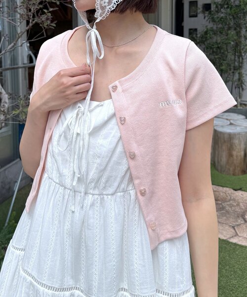 mline（エムライン）の「[mline]ロゴハートチビカーデ（Tシャツ/カットソー・レディース・ネイビー/ピンク/オフホワイト/グレー・FREE）」の6枚目の写真