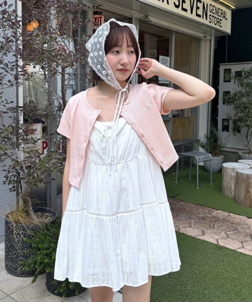 mline（エムライン）の「[mline]ロゴハートチビカーデ（Tシャツ/カットソー・レディース・ネイビー/ピンク/オフホワイト/グレー・FREE）」の7枚目の写真