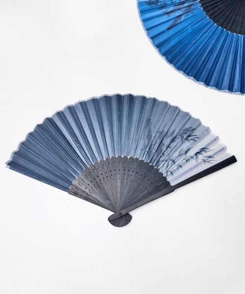 セール】6C3 和モダン 布扇子21cm 和柄 竹 梅 グラデーション