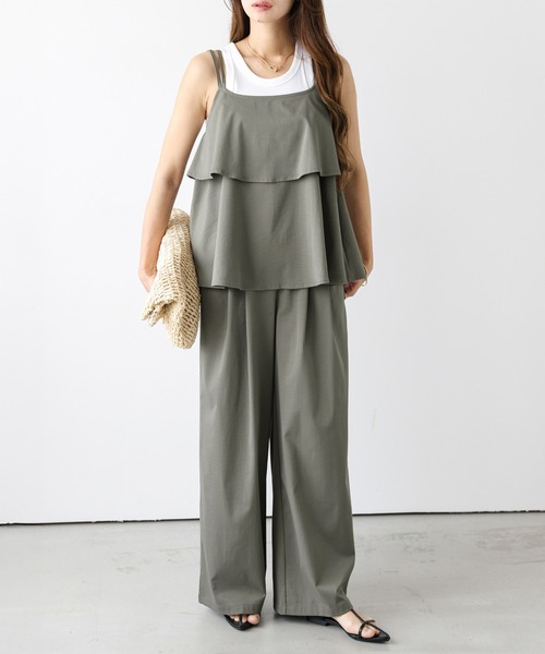 セール】ティアードキャミソールワイドパンツセットアップ