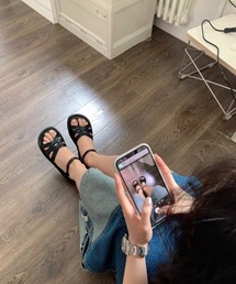 Ritzy | クロス編み込みデザインフラットサンダル(サンダル)