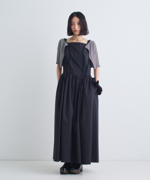 CODE A（コードエー）の「gathers drama dress（ワンピース・レディース・ネイビー系1/ホワイト/ブラック・38/36）」の16枚目の写真