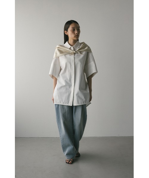 STYLEMIXER(スタイルミキサー)の「ハーフスリーブオーバーサイズシャツ(シャツ/ブラウス・レディース・ホワイト/ブラウン/ライトブルー・FREE)」の17枚目の写真