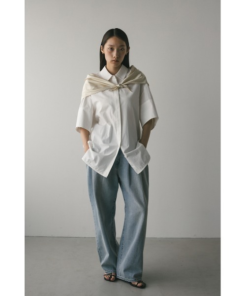 STYLEMIXER(スタイルミキサー)の「ハーフスリーブオーバーサイズシャツ(シャツ/ブラウス・レディース・ホワイト/ブラウン/ライトブルー・FREE)」の18枚目の写真