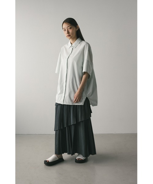 STYLEMIXER(スタイルミキサー)の「ハーフスリーブオーバーサイズシャツ(シャツ/ブラウス・レディース・ホワイト/ブラウン/ライトブルー・FREE)」の6枚目の写真
