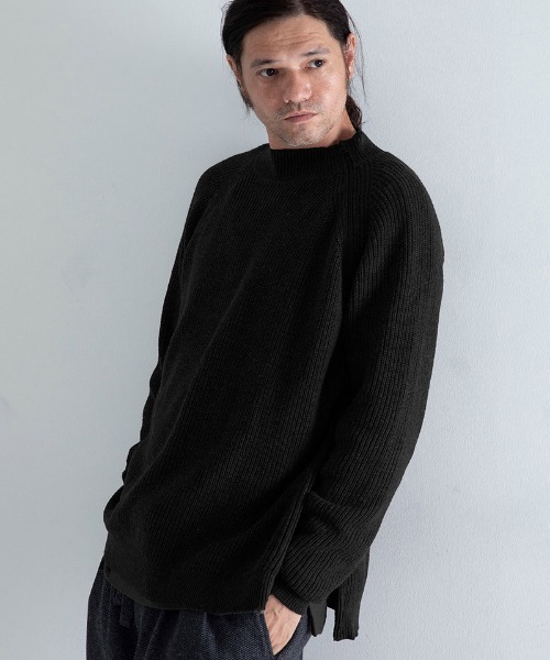 EGO TRIPPING（エゴトリッピング）の「mn3156-ZIPHI ハイネックニット（ニット/セーター・メンズ・ブラック/杢グレー/ダークカーキ・46/48）」の2枚目の写真