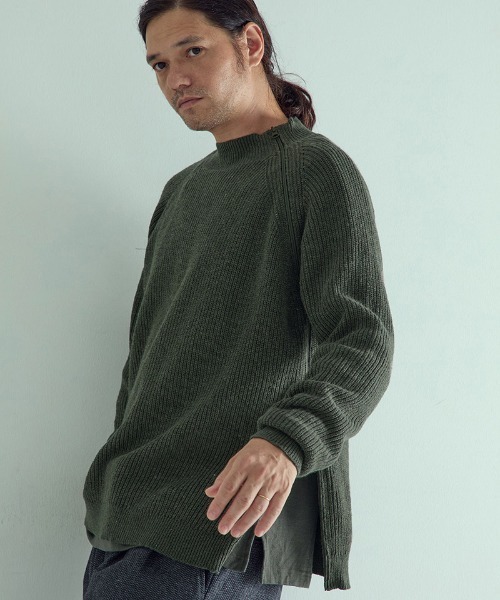 EGO TRIPPING（エゴトリッピング）の「mn3156-ZIPHI ハイネックニット（ニット/セーター・メンズ・ブラック/杢グレー/ダークカーキ・46/48）」の21枚目の写真