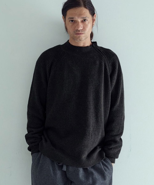 EGO TRIPPING（エゴトリッピング）の「mn3156-ZIPHI ハイネックニット（ニット/セーター・メンズ・ブラック/杢グレー/ダークカーキ・46/48）」の20枚目の写真