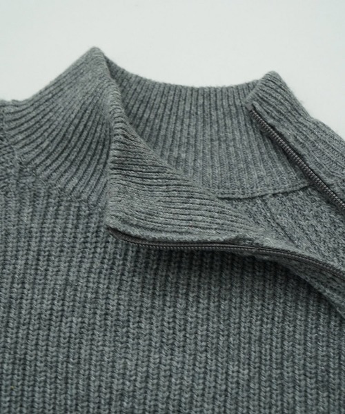 EGO TRIPPING（エゴトリッピング）の「mn3156-ZIPHI ハイネックニット（ニット/セーター・メンズ・ブラック/杢グレー/ダークカーキ・46/48）」の7枚目の写真