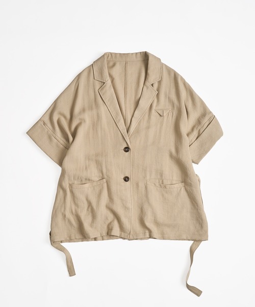 MUHET(ミュエータ)の「loose half sleeve tailored jacket / ルーズ半袖テーラードジャケット(テーラードジャケット・レディース・ベージュ/ブラック/ブラウン・FREE)」の4枚目の写真