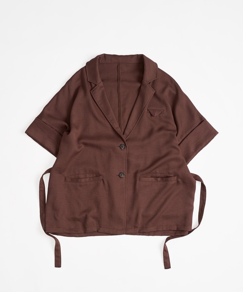 MUHET(ミュエータ)の「loose half sleeve tailored jacket / ルーズ半袖テーラードジャケット(テーラードジャケット・レディース・ベージュ/ブラック/ブラウン・FREE)」の15枚目の写真