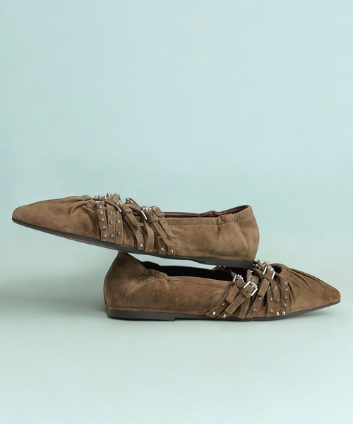 ASH（アッシュ）の「アッシュ 【BRENDHA】スタッズベルトフラットパンプス ポインテッドトゥ ソフトレザー 1.5cmヒール（パンプス・レディース・ブラック/アッシュブラウン・38/37/36/35/39）」の11枚目の写真