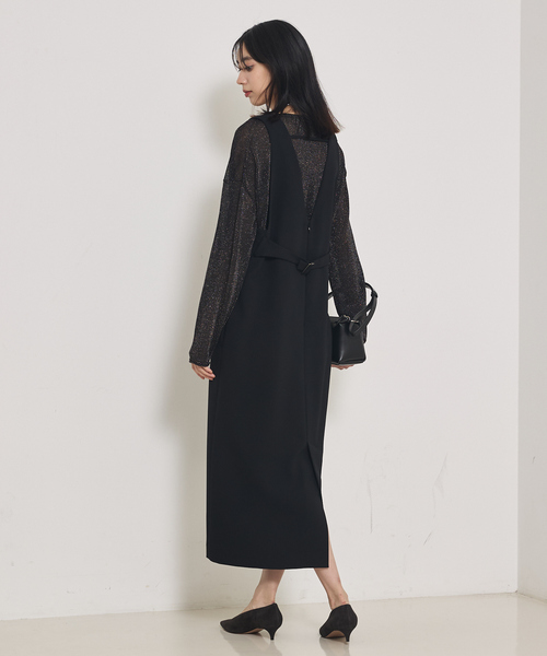 qualite(カリテ)の「【オールシーズン大活躍】ナローロングワンピース/オケージョン/オフィスカジュアル/秋服/冬服/レイヤード(ワンピース・レディース・ブラック/アイボリー・38/36)」の11枚目の写真