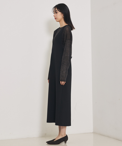 qualite(カリテ)の「【オールシーズン大活躍】ナローロングワンピース/オケージョン/オフィスカジュアル/秋服/冬服/レイヤード(ワンピース・レディース・ブラック/アイボリー・38/36)」の20枚目の写真