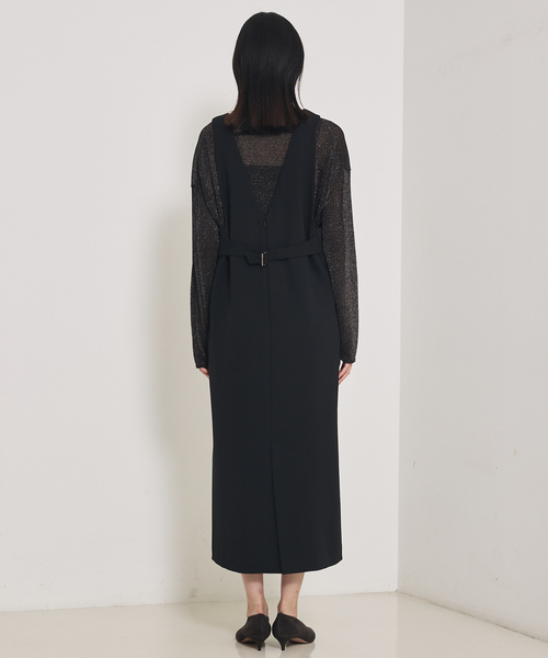 qualite(カリテ)の「【オールシーズン大活躍】ナローロングワンピース/オケージョン/オフィスカジュアル/秋服/冬服/レイヤード(ワンピース・レディース・ブラック/アイボリー・38/36)」の3枚目の写真