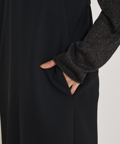 qualite(カリテ)の「【オールシーズン大活躍】ナローロングワンピース/オケージョン/オフィスカジュアル/秋服/冬服/レイヤード(ワンピース・レディース・ブラック/アイボリー・38/36)」の14枚目の写真