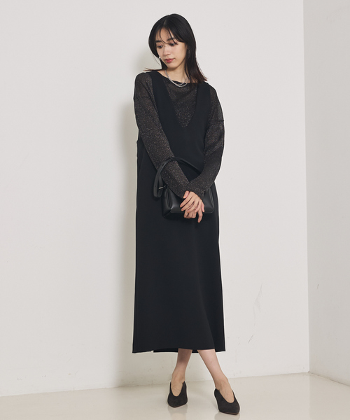 qualite(カリテ)の「【オールシーズン大活躍】ナローロングワンピース/オケージョン/オフィスカジュアル/秋服/冬服/レイヤード(ワンピース・レディース・ブラック/アイボリー・38/36)」の21枚目の写真