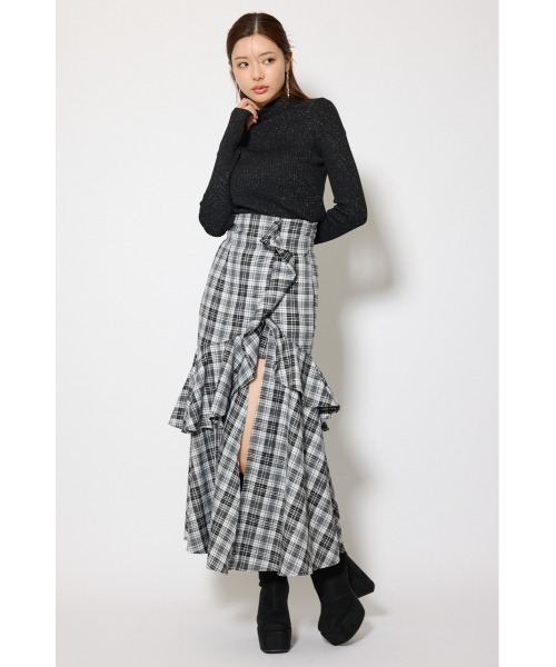 rienda（リエンダ）の「チェックフリルスリットスコートショートパンツ