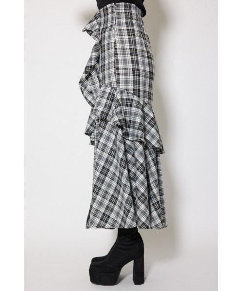 rienda チェックフリルスリットスコートショートパンツ  スカート rienda | チェックフリルスリットスコートショートパンツ