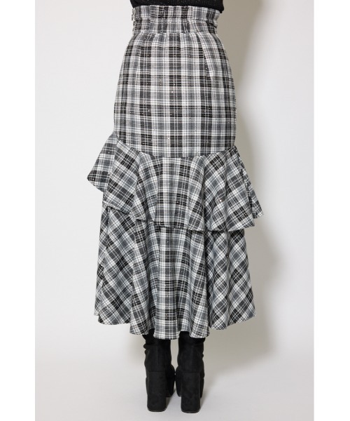 セール】【2025AW】チェックフリルスリットスコートショート