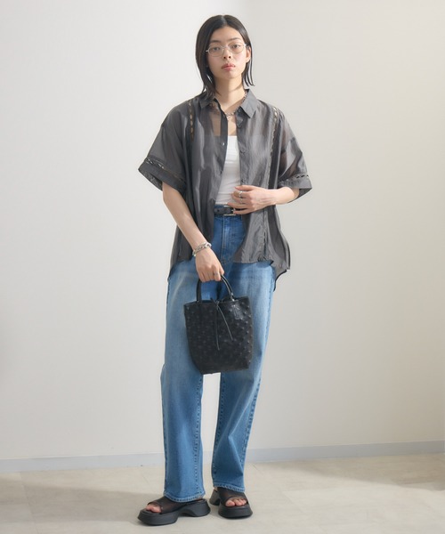 Paradise Picnic（パラダイスピクニック）の「梯子レースブラウス（シャツ/ブラウス・レディース・グレイッシュベージュ/チャコールグレー・FREE）」の3枚目の写真