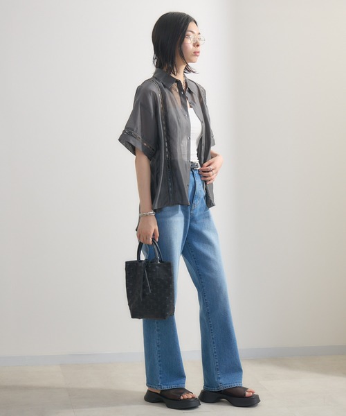 Paradise Picnic（パラダイスピクニック）の「梯子レースブラウス（シャツ/ブラウス・レディース・グレイッシュベージュ/チャコールグレー・FREE）」の5枚目の写真