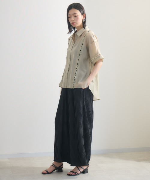 Paradise Picnic（パラダイスピクニック）の「梯子レースブラウス（シャツ/ブラウス・レディース・グレイッシュベージュ/チャコールグレー・FREE）」の15枚目の写真