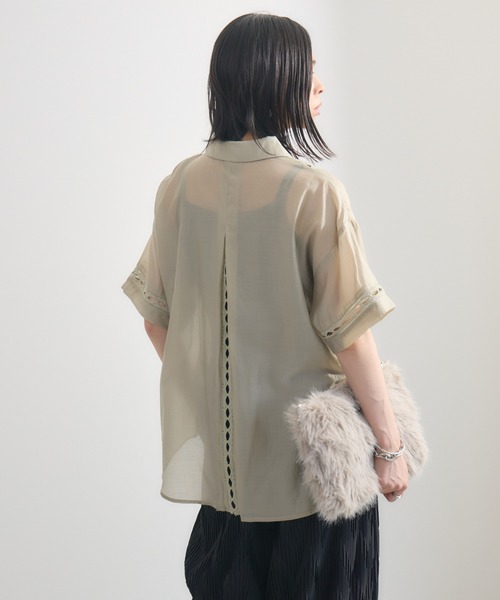 Paradise Picnic（パラダイスピクニック）の「梯子レースブラウス（シャツ/ブラウス・レディース・グレイッシュベージュ/チャコールグレー・FREE）」の18枚目の写真