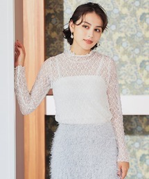 レースハイネックトップス