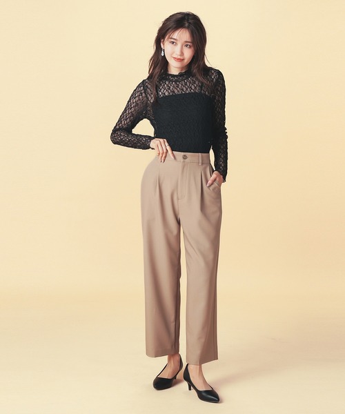 GLACIER lusso（グラシアルッソ）の「レースハイネックトップス（Tシャツ/カットソー・レディース・グレイッシュブルー/ブラック/グレイッシュベージュ/アイボリー/スモーキーグリーン系・S/M/LL/L）」の19枚目の写真