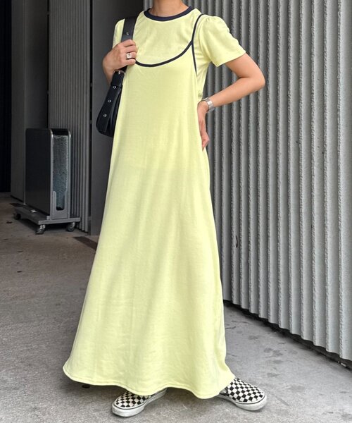 HELLO.SANFRANCISCO(ハローサンフランシスコ)の「【HELLO.SANFRANCISCO】アソート柄TEE付きキャミワンピース(ワンピース・レディース・ネイビー/イエロー/グレー・ONE SIZE)」の3枚目の写真