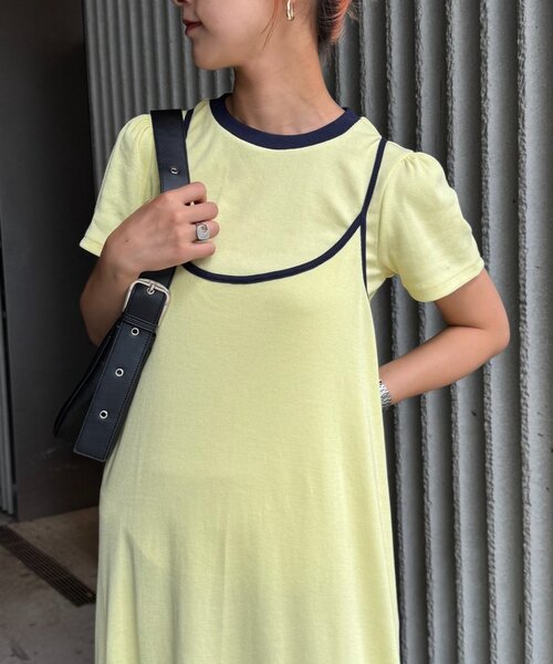 HELLO.SANFRANCISCO(ハローサンフランシスコ)の「【HELLO.SANFRANCISCO】アソート柄TEE付きキャミワンピース(ワンピース・レディース・ネイビー/イエロー/グレー・ONE SIZE)」の4枚目の写真