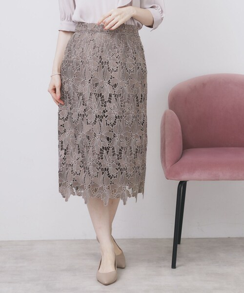 セール】《S-3Lサイズ》バイカラーレースタイトスカート【洗濯機洗い可