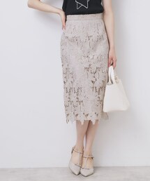 《S-3Lサイズ》バイカラーレースタイトスカート【洗濯機洗い可】