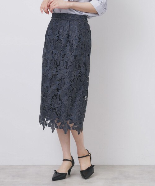 セール】《S-3Lサイズ》バイカラーレースタイトスカート【洗濯機洗い可