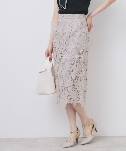 index(インデックス)の「《S-3Lサイズ》バイカラーレースタイトスカート【洗濯機洗い可】(スカート・レディース・ブラウン系/ナチュラル/ネイビー・36/38/40/42/44)」の9枚目の写真